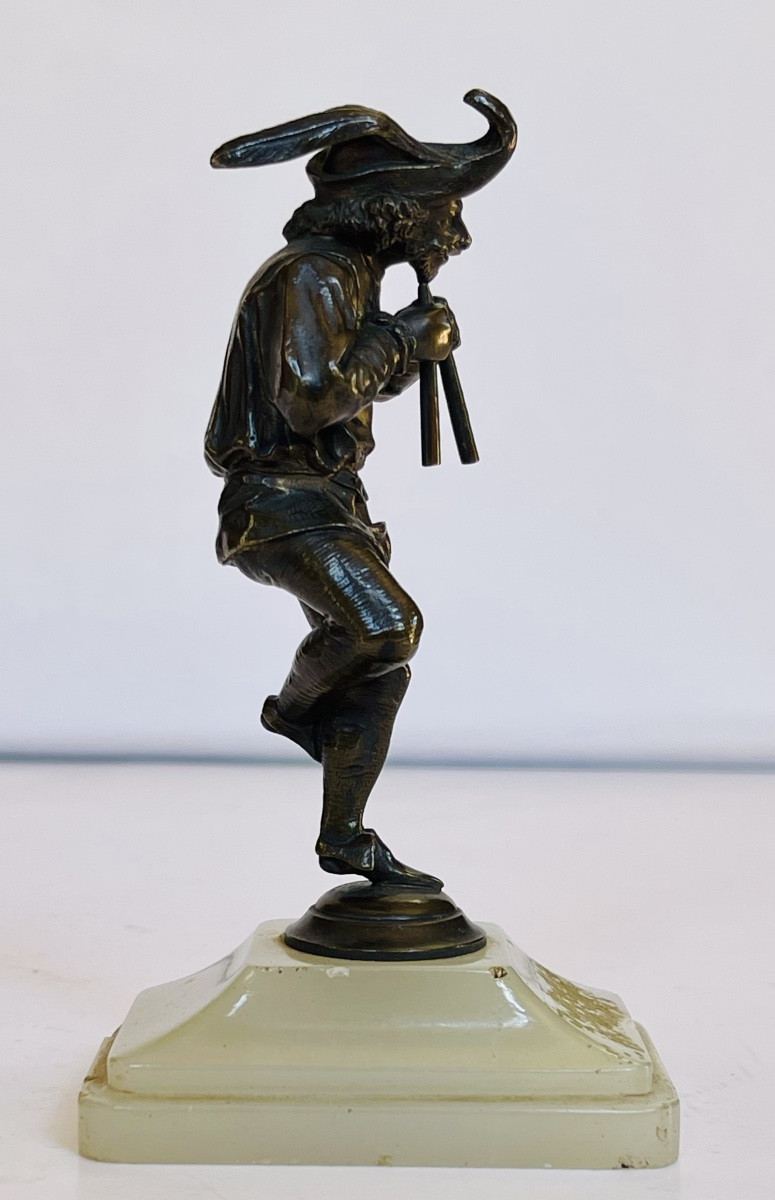 Ménestrel flûtiste en bronze -photo-2